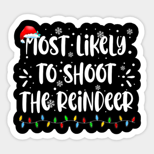 funny Reindeer Family Christmas Holiday santa hat xmas Sticker